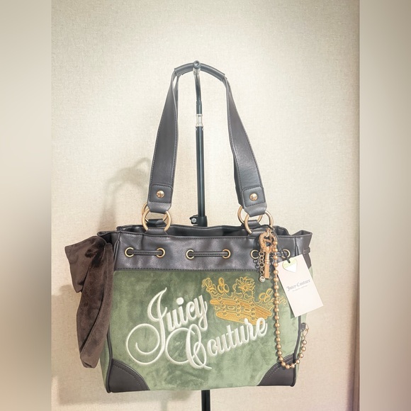 Juicy Couture Olive and Black Embroidered Tote - Picture 1 of 4